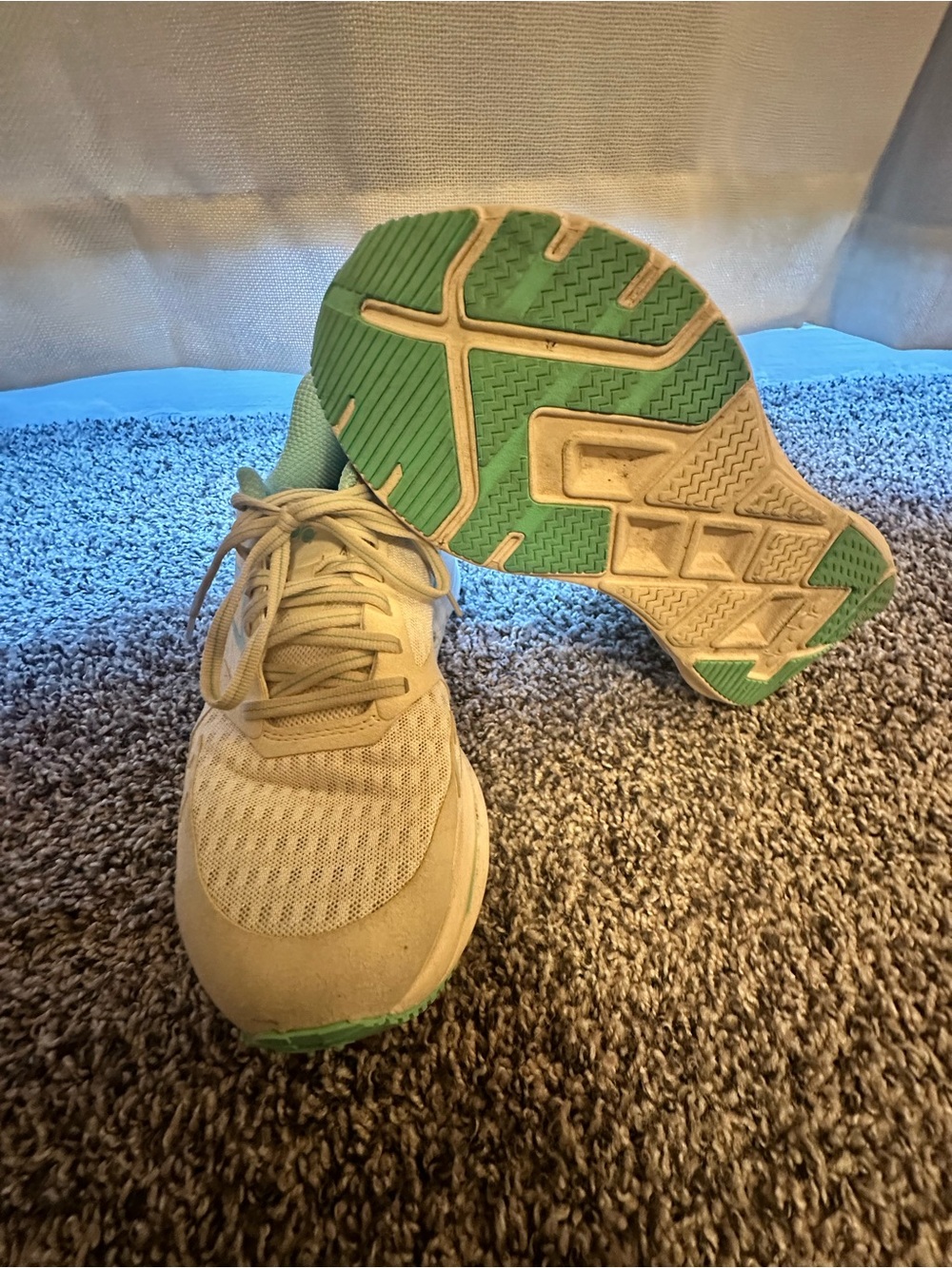 Diadora Beige Athletic Shoes with Green Soles